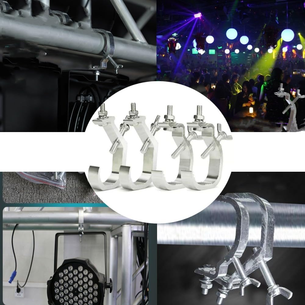 Naisfei 6 Pcs Stage Lighting Clamps, Stage Light Clamp Heavy Duty Prevent Slip Cast Aluminum Stage Lamp Hook Kit for Spotlight Moving Head Light,Dj Lighting Truss image number 4
