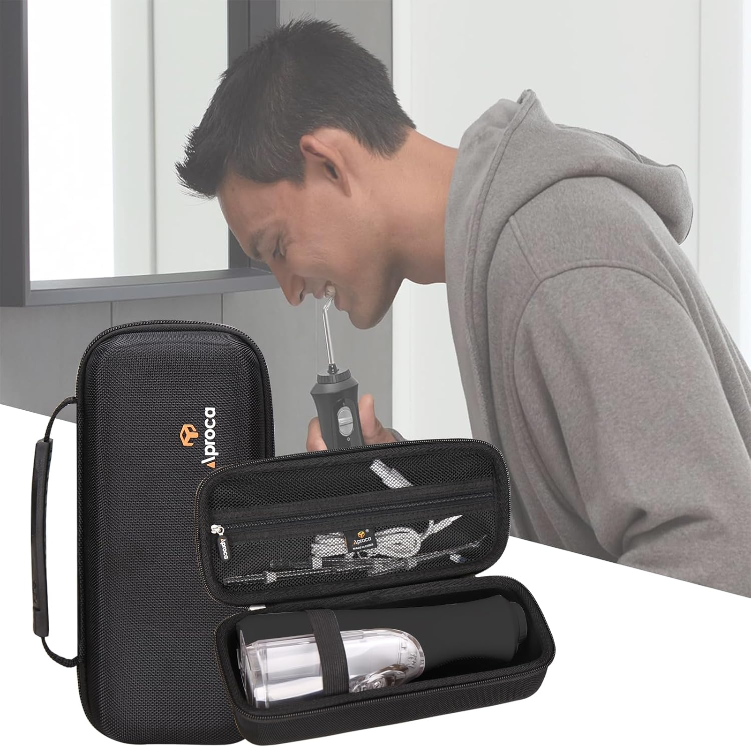 Aproca Black Hard Travel Storage Case, Compatible with Waterpik WF-02 Cordless Water Flosser and Accessories image number 3
