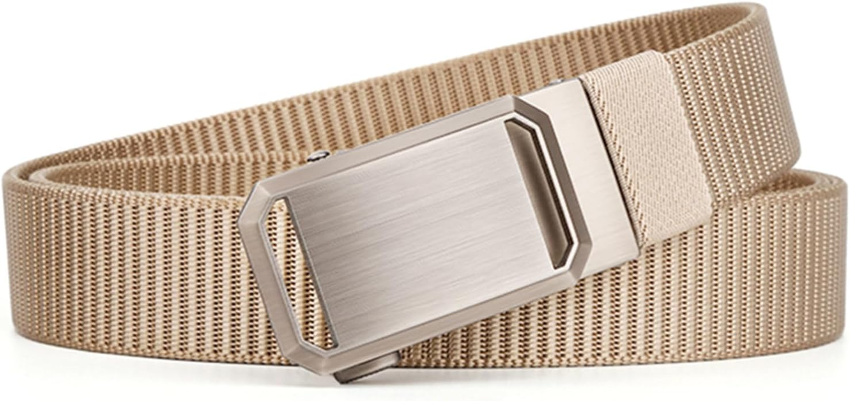 Men'S Elastic Nylon Belt with Heavy-Duty Automatic Metal Buckle, Quick-Dry Adjustable Cut-To-Fit Belt for Business & Casual, 130Cm Length, Fits 70-117Cm Waist