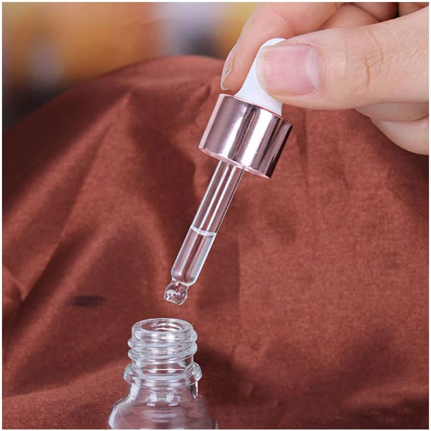 1PCS Transparent Glass Dropper Bottles Aromatherapy Bottles with Rose Gold Cap Reagent Pipettes Bottles,5Ml image number 2
