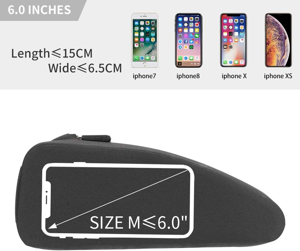 ROCKBROS Top Tube Bike Bag Waterproof Bike Front Frame Bike Bag Bicycle Top Tube Bag Cycling Accessories - Black-L image number 7