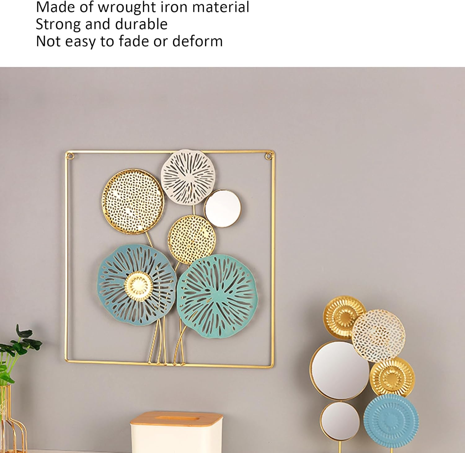 Wrought Iron Wall Art Decor Modern Exquisite Leaf Wall Decor Decoration Sculpture Ornament for Bedroom Living Room image number 5