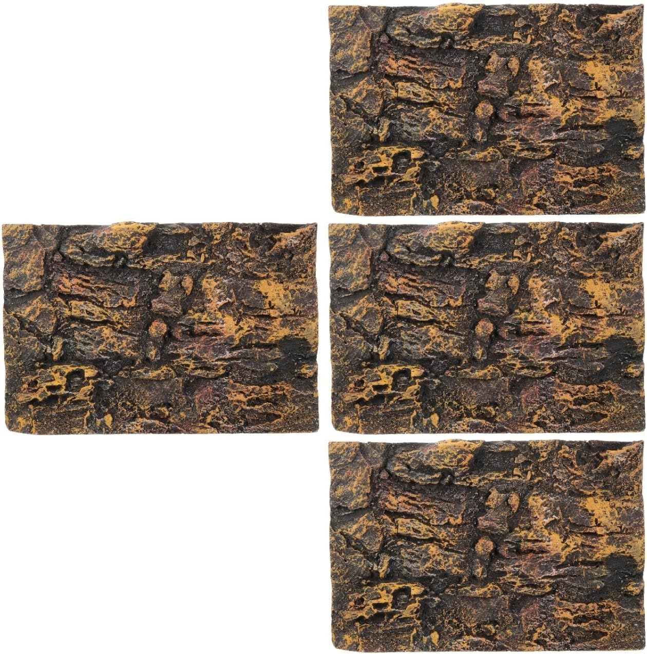 Kisangel 4Pcs Rock Terrarium Background, 3D Reptile Enclosure Aquarium Tank Decor, Snake Lizard Habitat Stereo Backdrop Wall for Lifelike Art