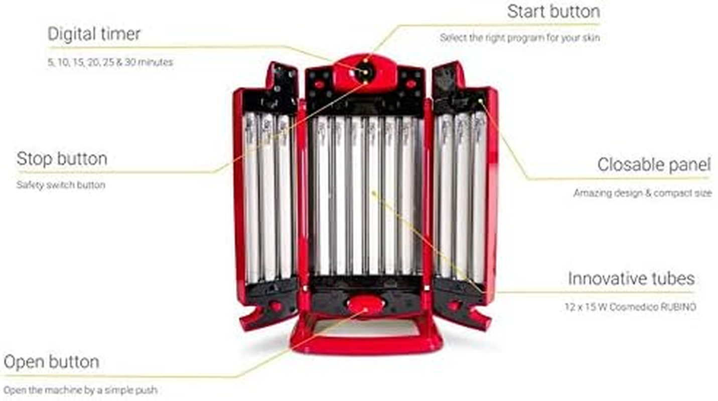 Tanning Lamp RUBINO 3 in 1: TANNING + COLLAGEN LIGHT THERAPY + INFRARED THERAPY