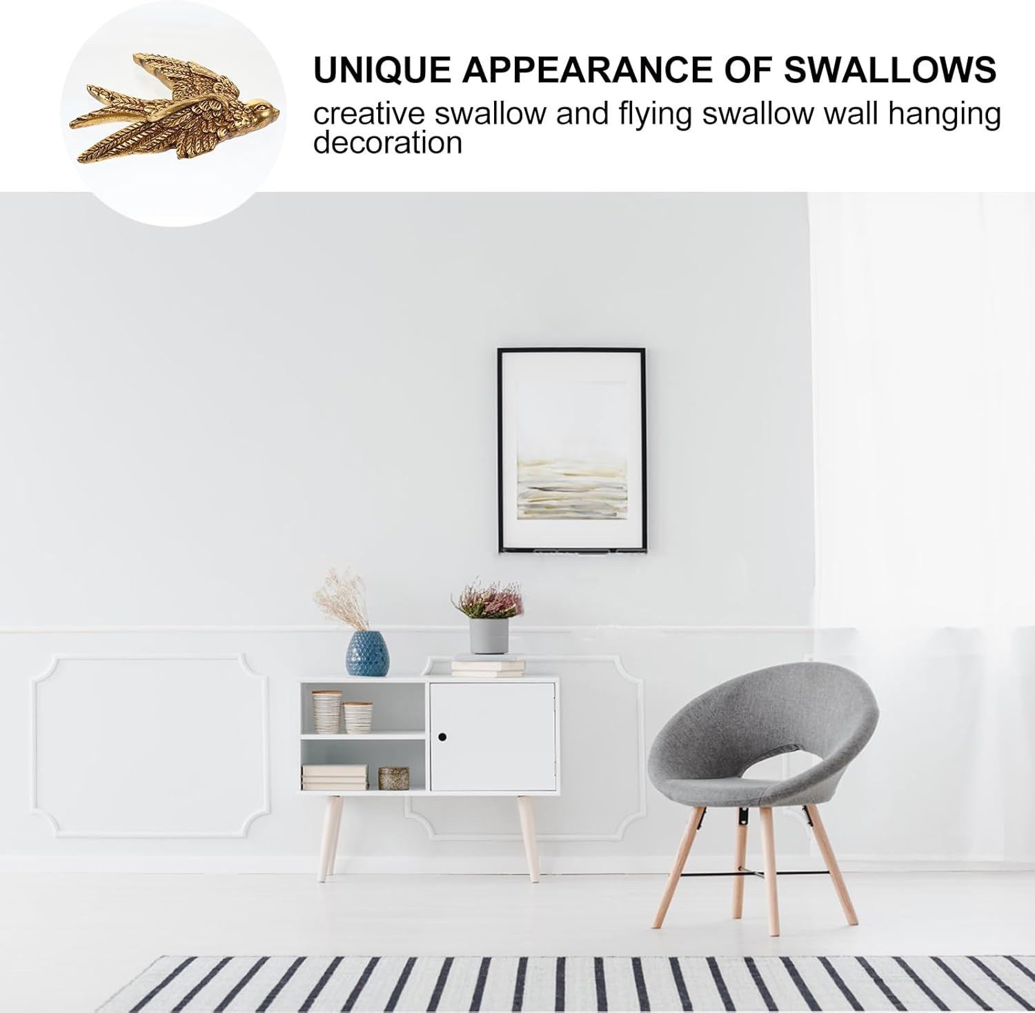 YARNOW Swallow Bird Wall Hanging Decor - Resin 3D Flying Bird Ornament for Living Room, Bedroom, Garden, and Home Decoration