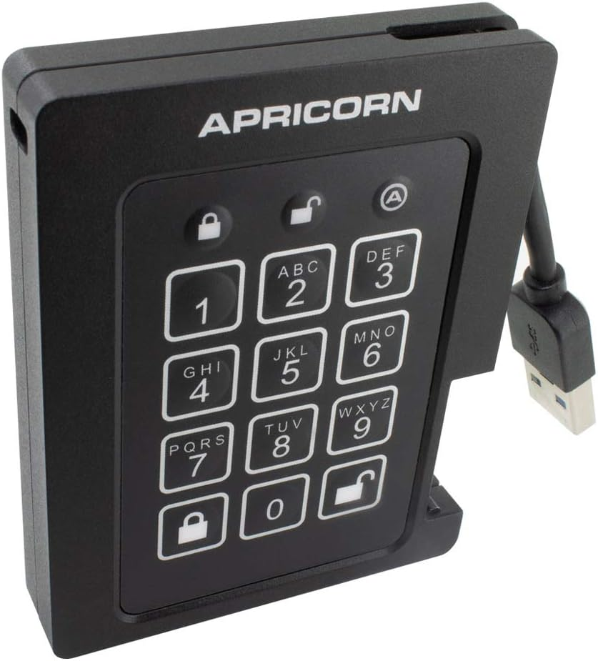 Apricorn Aegis Padlock 240 GB SSD 256-Bit, FIPS 140-2 Level 2 Validated Ruggedized USB 3.0 Encrypted External Portable Drive