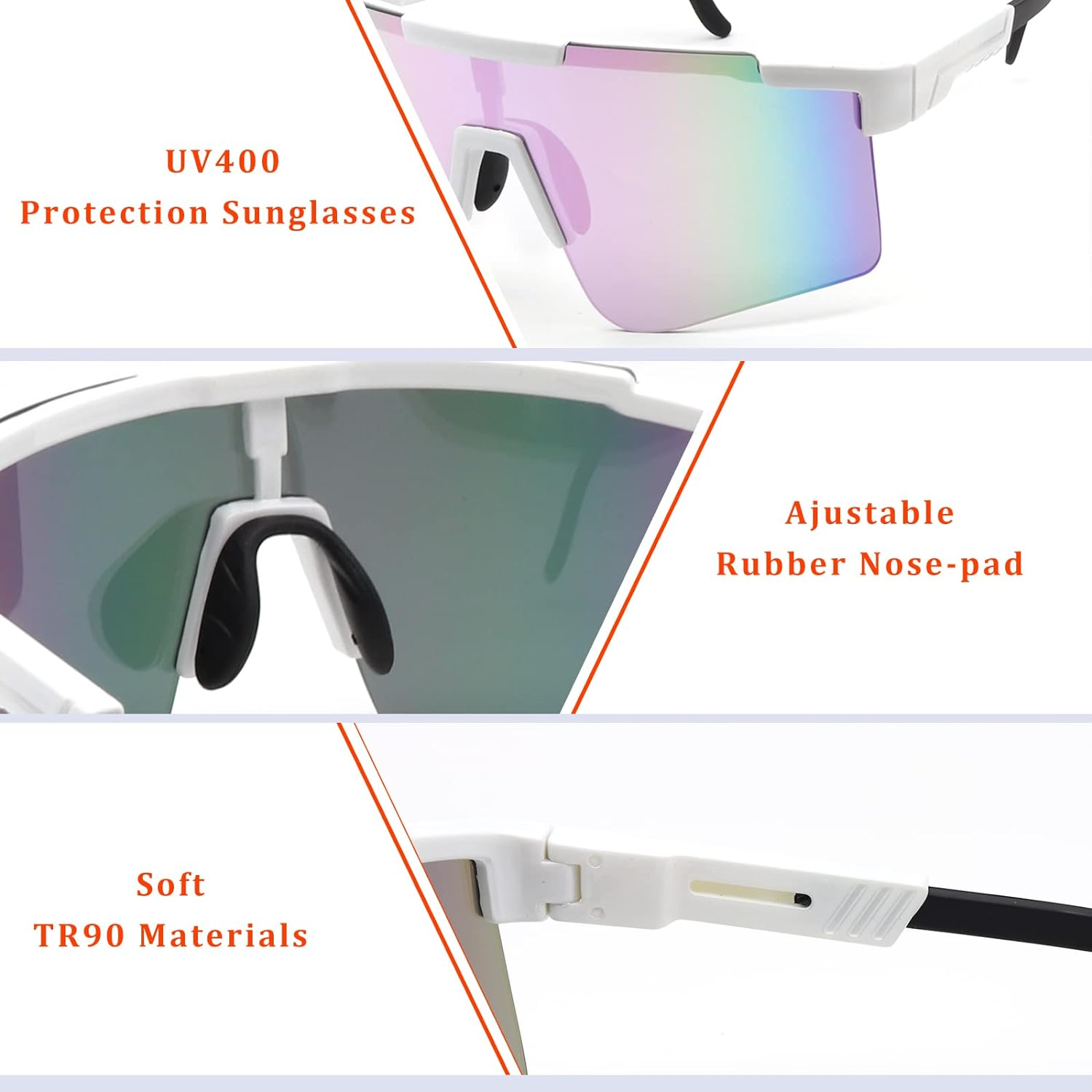 Nocihcass Cycling Glasses Sports Sunglasses Style UV400 Protection Cycling Fishing Running Baseball for Men Women image number 5