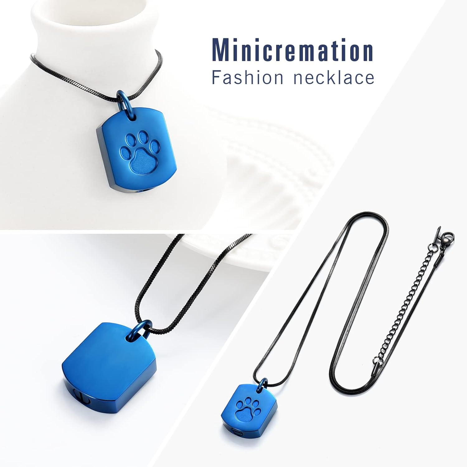 Minicremation 3PCS Pet Cremation Jewelry Paw Print Urn Necklace for Ashes for Dog'S Cat'S Keepsake Urn Pendant with Filling Kit image number 4