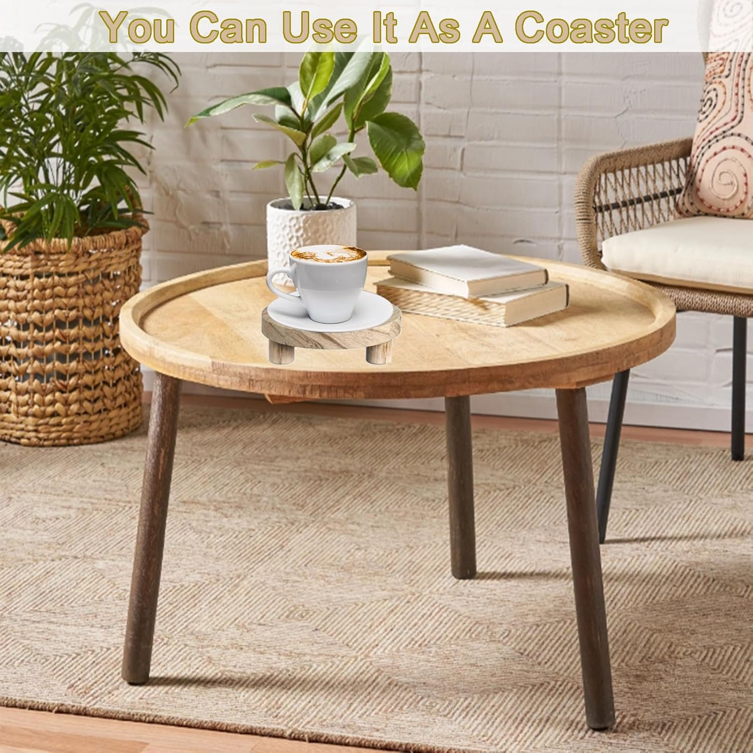 3 Pcs Plant Stand Indoor,Wooden Outdoor Indoor Plant Stands,Small round Plant Stands,Corner Plant Stand Fits 5 to 8 Inches Pots image number 3