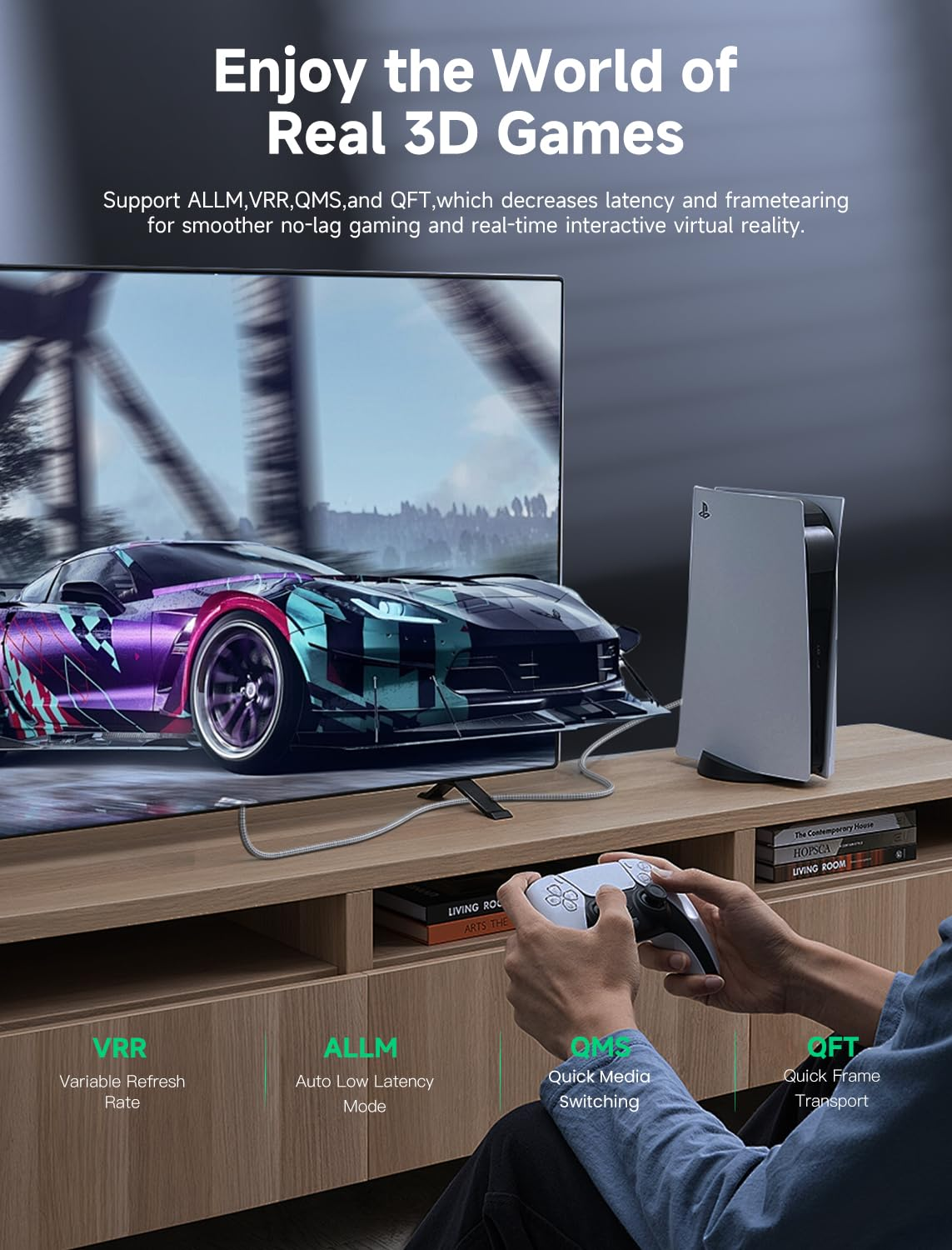 Southlight HDMI 2.1 Cable 5M,8K@60Hz 4K@120Hz Ultra HD Cable High-Speed Lead 48Gbps,7680X4320,Supports Earc HDR10 HDCP 2.2 & 2.3 DTS: X 3D CEC Compatible with All HDMI Devices Pc/Tv/Hdtv/Blu-Ray image number 2