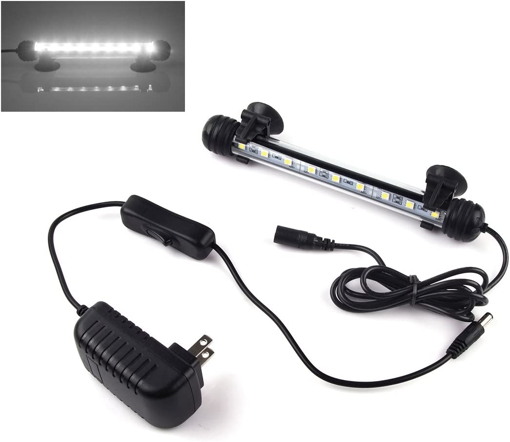 LED Aquarium Light, Fish Tank Light Submersible Underwater Crystal Glass Leds Lights, 7.5"- White image number 6