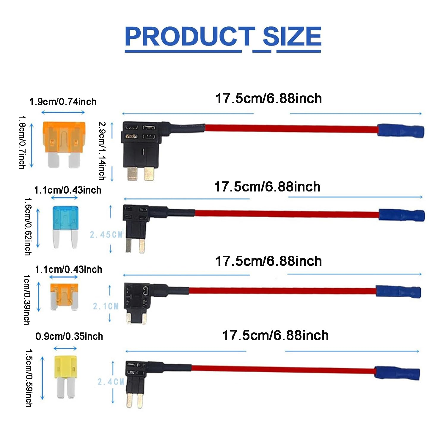 Lxcshljx 8 Pcs 12V Car Add-A-Circuit Fuse Tap, 4 Types Car Fuse Tap Kit, Standard Mini Micro2 and Low Profile Mini Fuse Taps, ATO ATC ATM APM Fuse Holder with Tap Adapter for Cars Trucks Boats image number 3