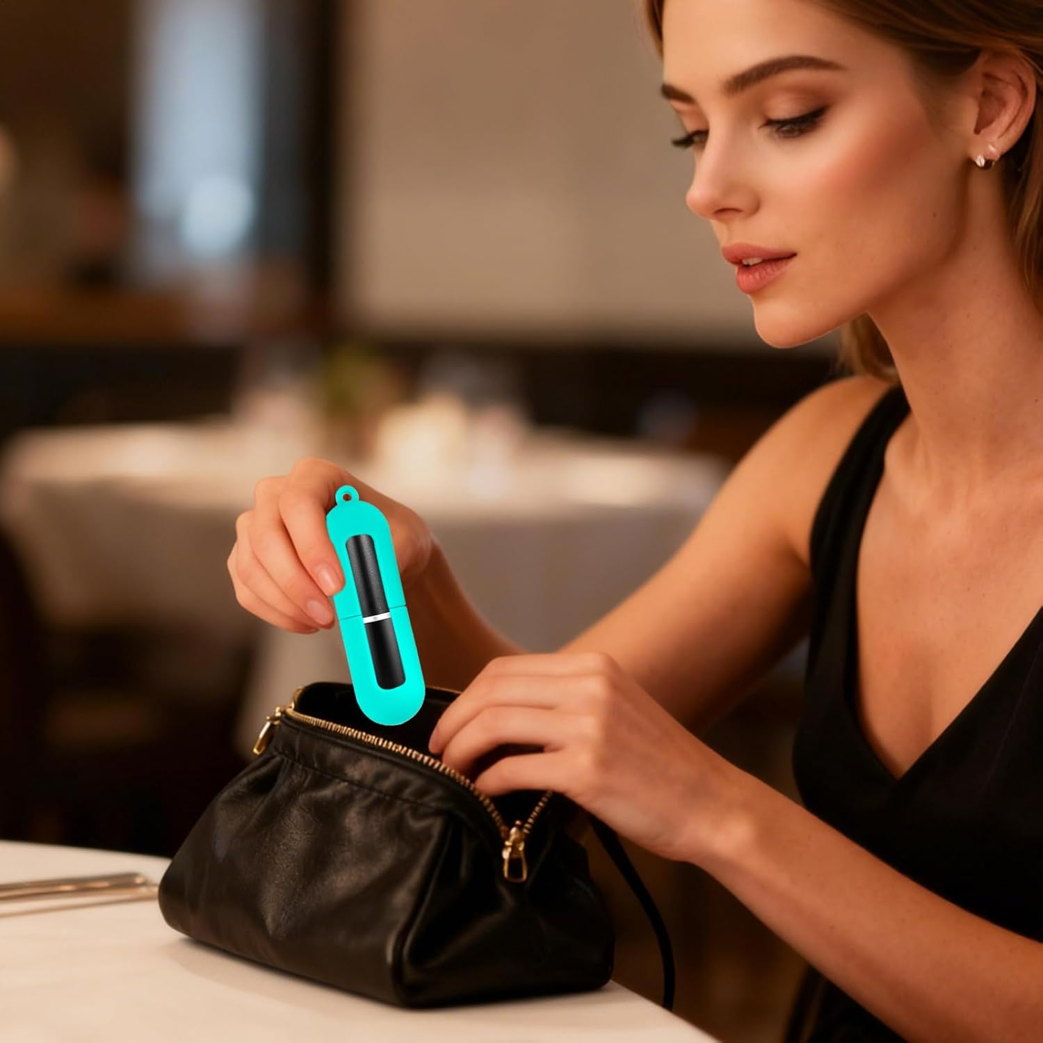 Lip Gloss Holder Keychain,Portable Silicone Pocket - Lip Holder Keychain - for Travel Purse Wallet Gym Workplace Outdoor Activities Daily Commute image number 5