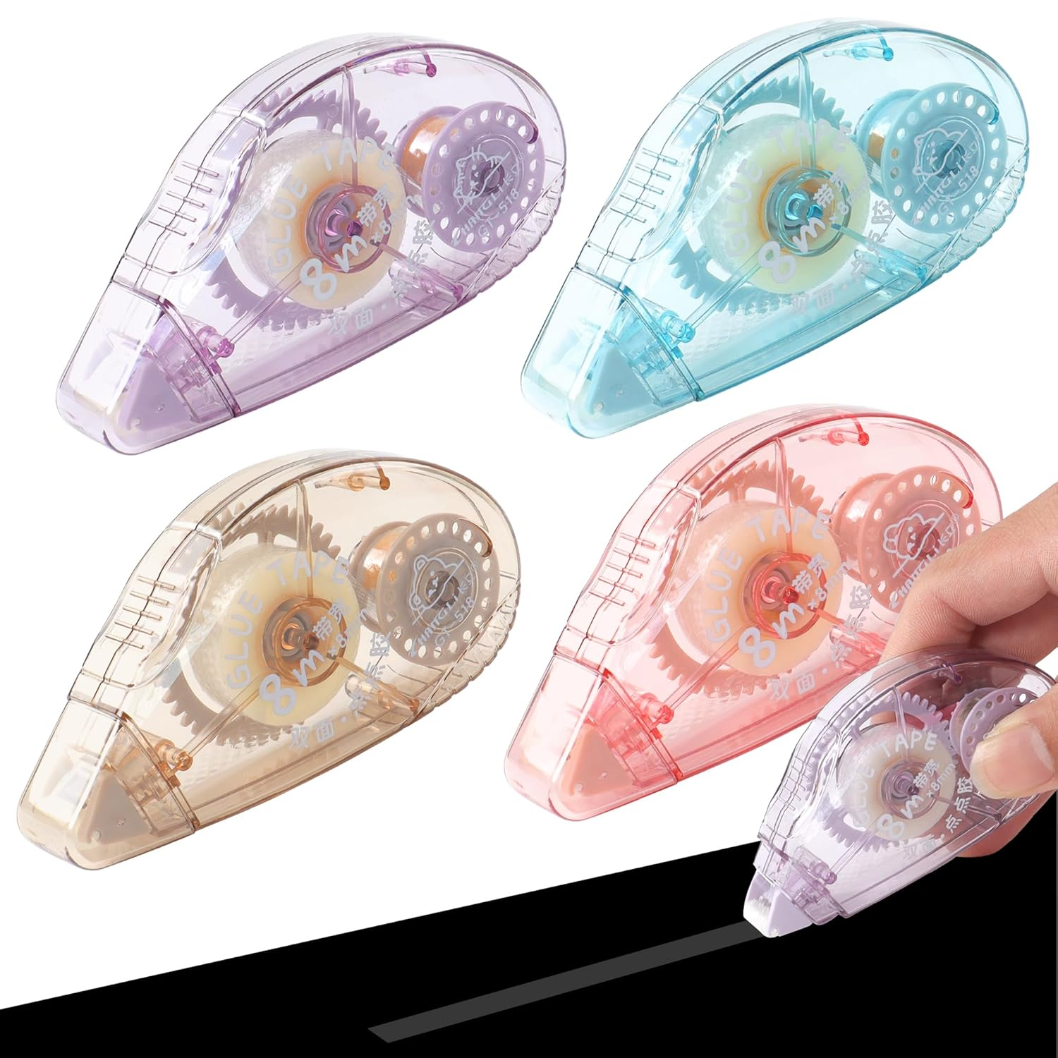 TECDW 4 Pack Double Sided Tape Roller, 0.31" X 26.25' Glue Tape for Scrapbooking, DIY Craft Adhesive Tape for Journals, Cards, and Gift Wrapping image number 6