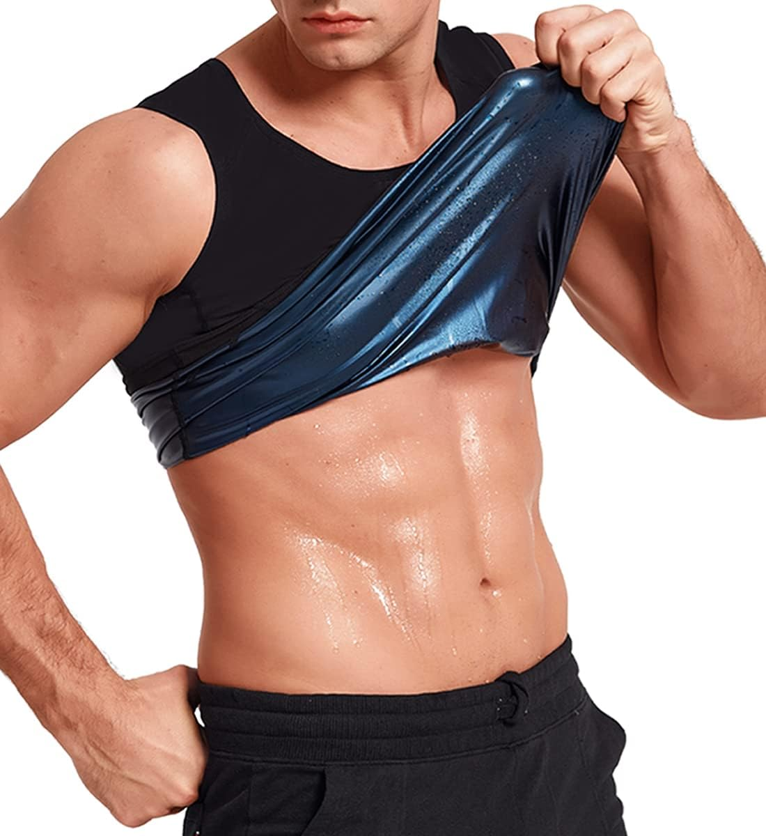 Sweat Sauna Vest for Men Heat Trapping Polymer Vest Sauna Suit Workout Tanktop Pullover Waist Trainer Shirt Bodyshaper