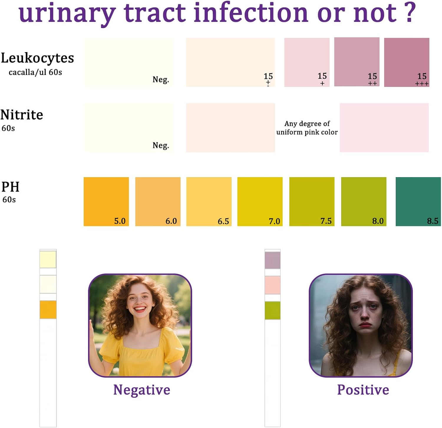 2Pcs UTI Urine Test Strips, Portable, Fast and Accurate Urine Test Strips, Home Urine Analysis, for PH, Glucose, Nitrite and White Blood Cell Detection image number 4