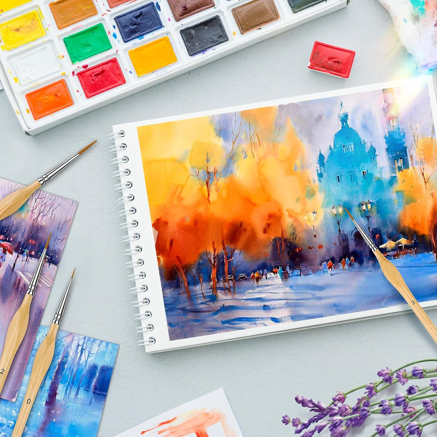 Miniature Paint Brushes, 10PC Fine Detail Paint Brush Set, Mini Small Painting Brushes for Art, Crafts, Acrylic, Watercolor, Oil, Model, Face, Warhammer 40K & Paint by Number, Citadel, Figurine-Wood image number 2