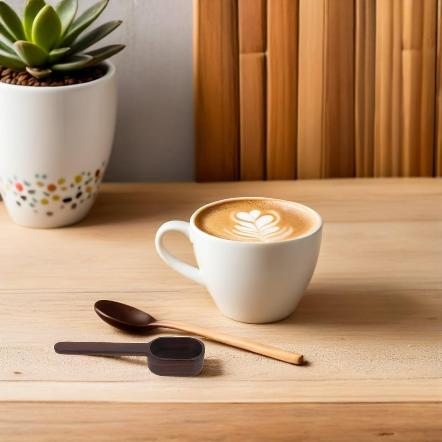 2Pcs Wood Coffee Bean Measuring Spoons Set Walnut Solid Wood Scoop for Ground Coffee and Espresso Small Kitchen Measuring Spoons for Tea Baking and Cooking image number 1