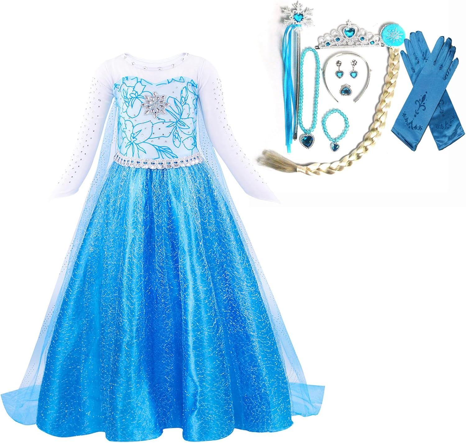 Girls Princess Dress up Birthday Party Luxury Cosplay Costume Outfit with Accessories