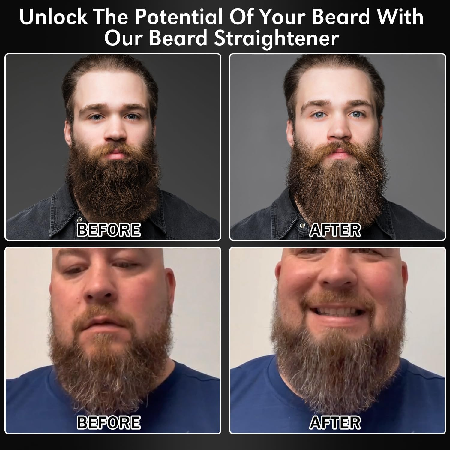 Beard Straightener W/Balm & Growth Oil & Guide E-Book,Upgraded 3 in 1 Hair Straightener Brush Beard Straightening Comb,Unique Stocking Stuffers Gifts for Men Him Husband image number 2