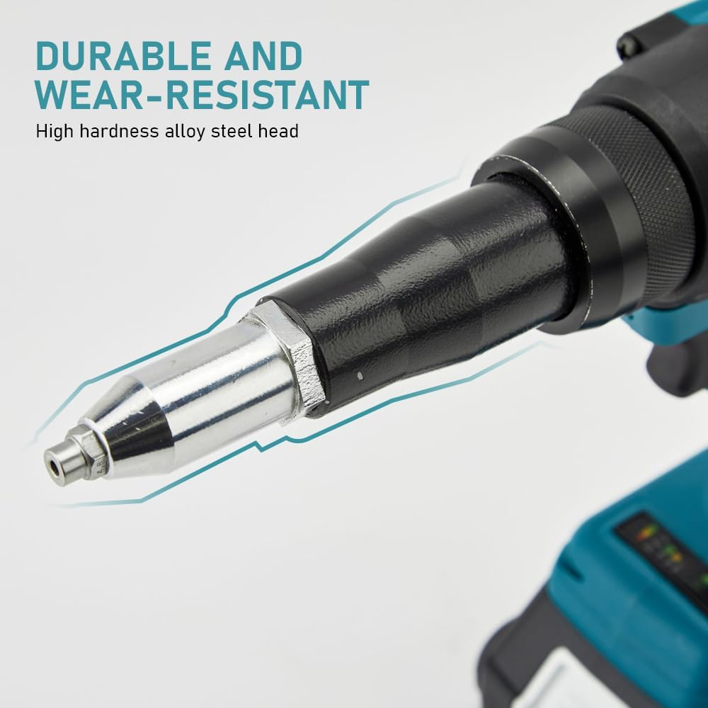 Electric Rivet Gun Brushless Electric Rivet Nut Gun Cordless Rivet Gun with Wrench, Automatic Blind Riveter Tool Electric Blind Riveter Tool Kit, Compatible for Makita Battery 18V image number 3