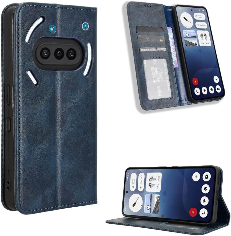 COMAKU Nothing Phone 3A Case, Wallet Mobile Phone Case with Built-In Card Slots - Blue