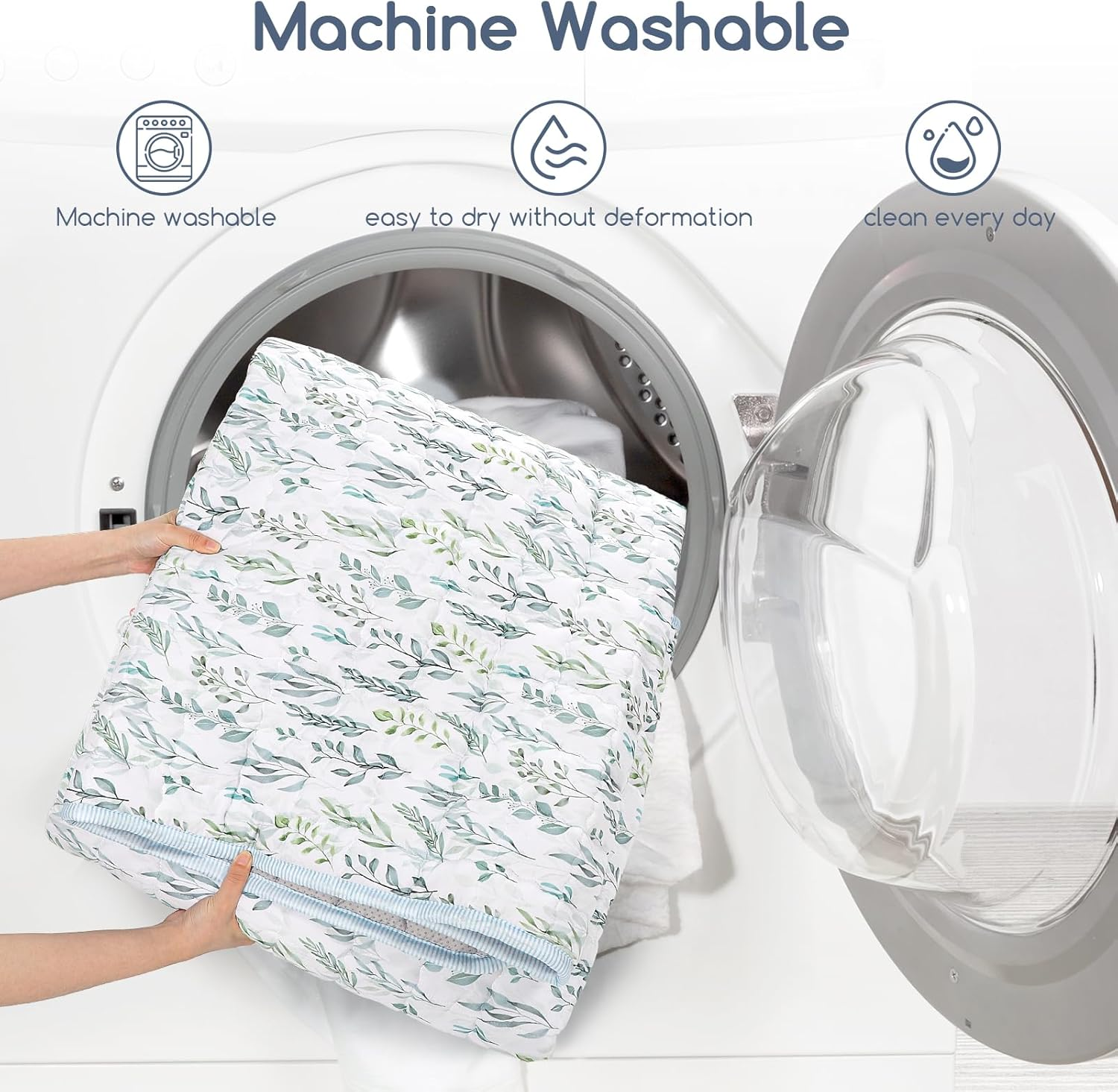 DILIMI Baby Play Mat, 127 X 127 Cm Foldable Non-Slip Activity Playmats for Floor, Soft Crawling Mat for Babies,Toddlers, Infants(Green Leaf)