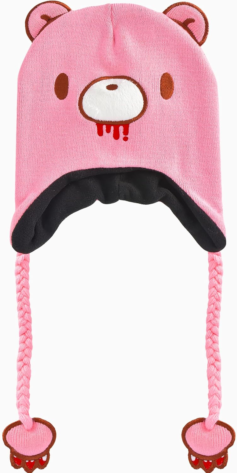 Concept One Gloomy Bear Beanie Hat, Peruvian Winter Knit Cap with 3D Ears and Tassels