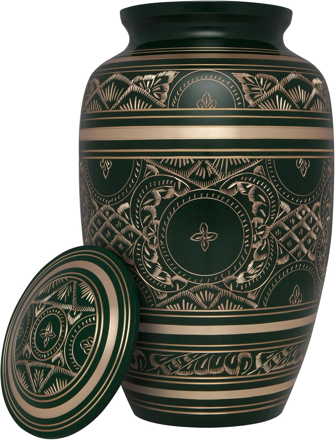 Liliane Memorials Green and Gold Funeral Cremation Urn Cassis Model in Brass for Human Ashes Suitable for Cemetery Burial Fits Remains of Adults up to 200 Lbs, Large image number 4