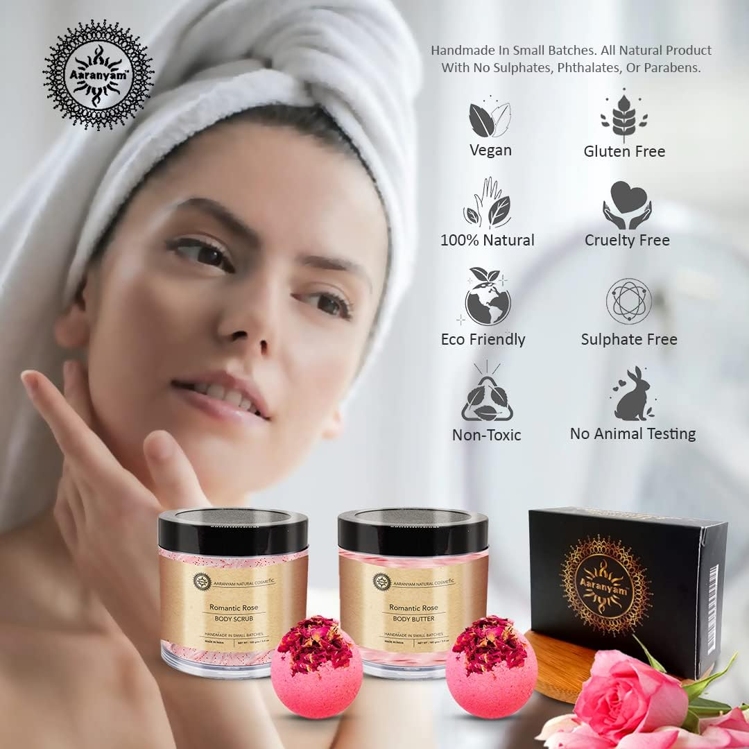 Aaranyam Romantic Rose Spa Gift Set - Handmade Bath Bombs - Luxurious Spa Hamper for Women - Great Gift Hamper for Birthday, Anniversary, Festivals, Party Return Gift - Home Spa Gift image number 2