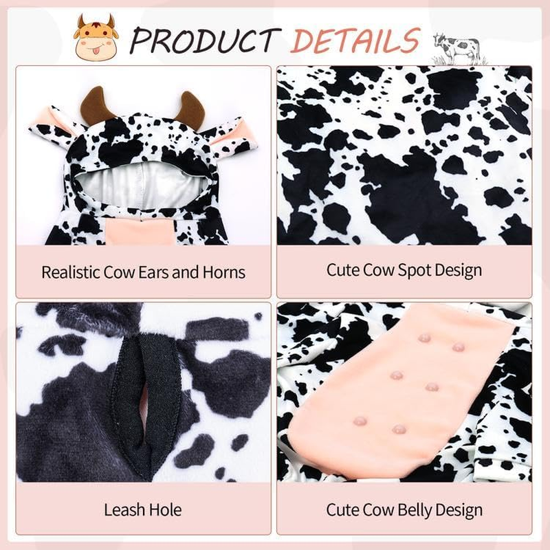 NACOCO Dog Halloween Cow Costume - French Bulldog Funny Cow Holiday Outfit Cute Hoodie Halloween Costume for Pet Puppy Small and Medium Dog (XL) image number 2