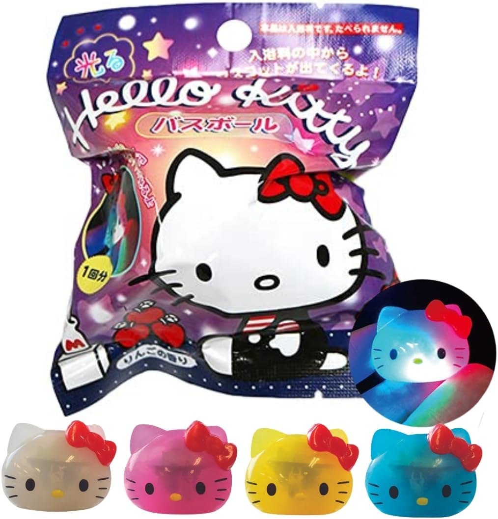 Santan Glowing Sanrio Hello Kitty Bath Ball 1 Piece Character Bath Salts for Kids Boys Girls Toys Sanrio