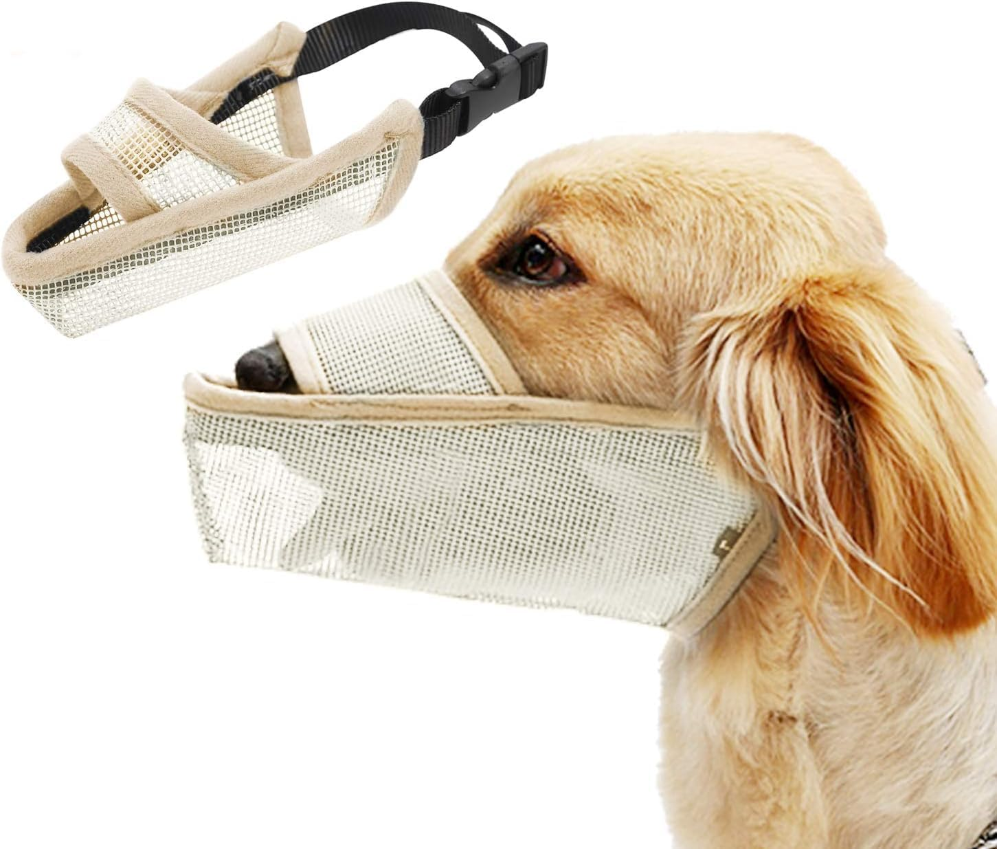 Dog Muzzle Soft Nylon Muzzle, Adjustable Breathable Mesh Dog Muzzle for Anti-Biting Anti-Barking Licking