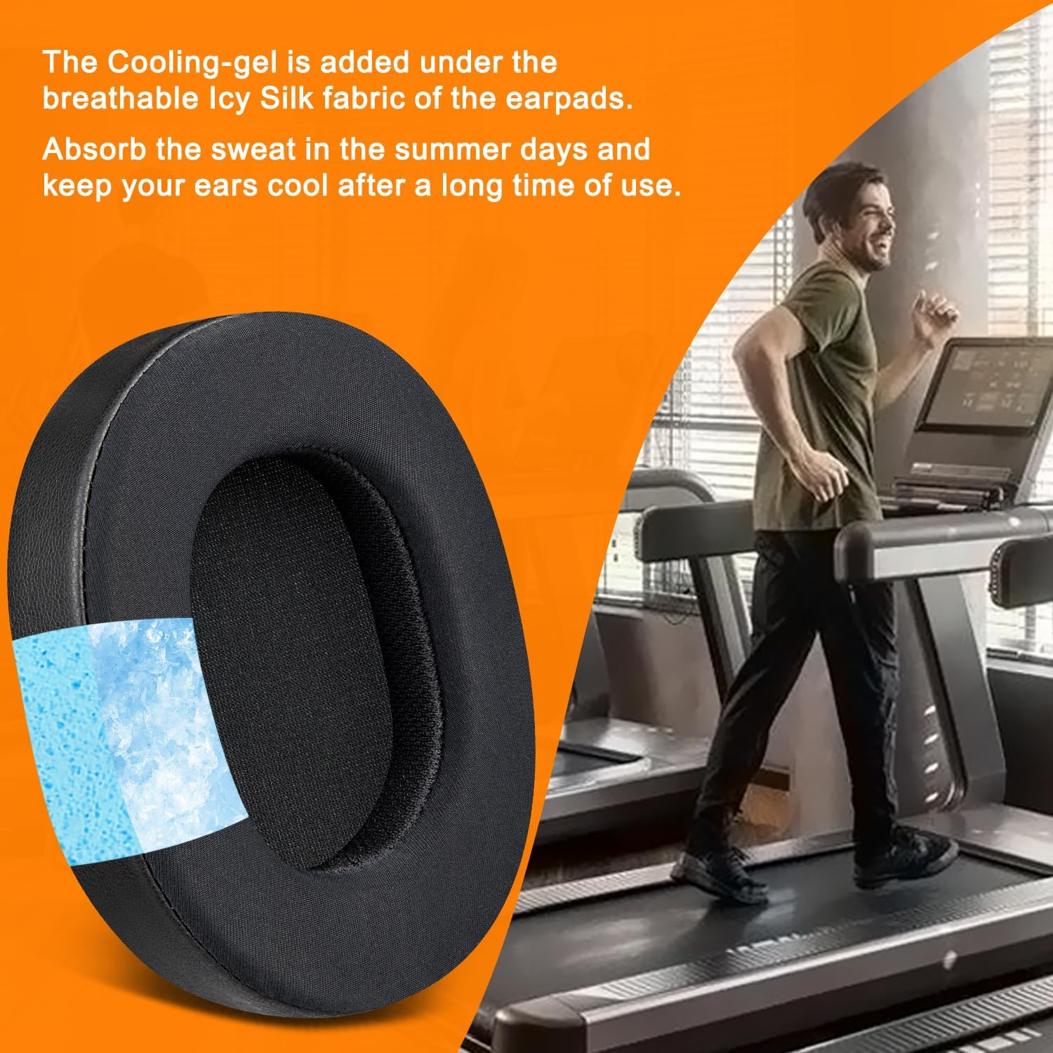 SOULWIT Cooling Gel Earpads Cushions Replacement for Audio Technica ATH M70X Headphones, Ear Pads with High-Density Foam, Added Thickness - Black image number 4