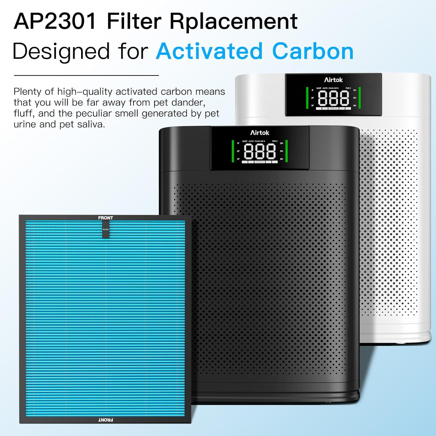 Airtok AP2301 Genuine Air Purifier Activated Carbon Filter, High-Efficiency HEPA Filter Replacement Filter for AP2301 Air Purifer, Enhanced Version image number 4