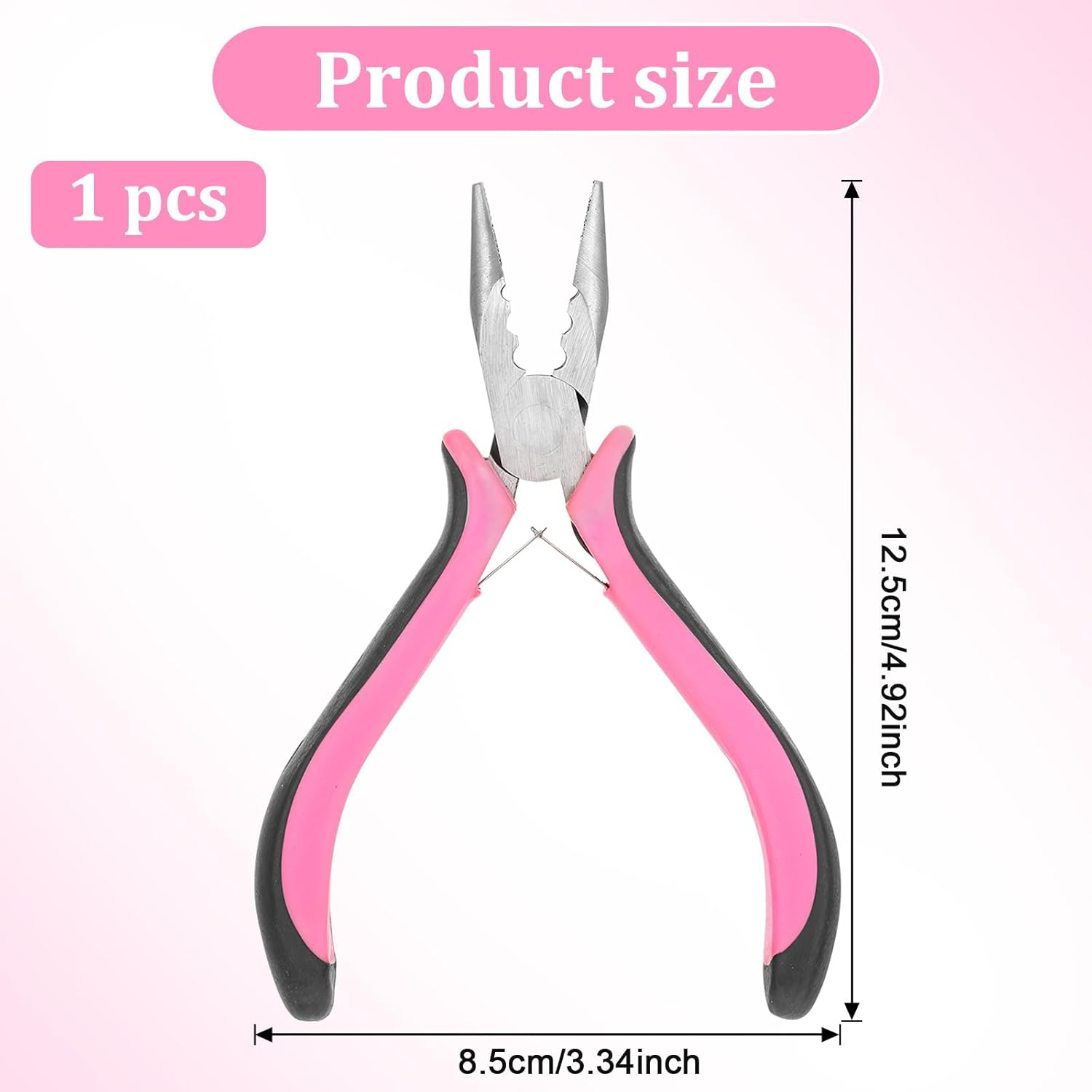 3 Holes Hair Extension Pliers Mini Plier for Micro Nano Ring Hair Extensions Opener and Removal Tool, Pink image number 1