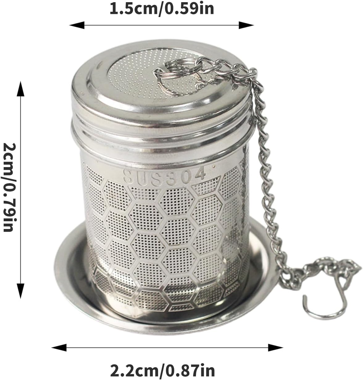 2 Pack Tea Infuser for Loose Tea,Chain,304 Stainless Steel Ball Strainer with Lid,Chain,Filter Mesh Insulated Tea Cup,For Brew Tea, Spices & Seasoning