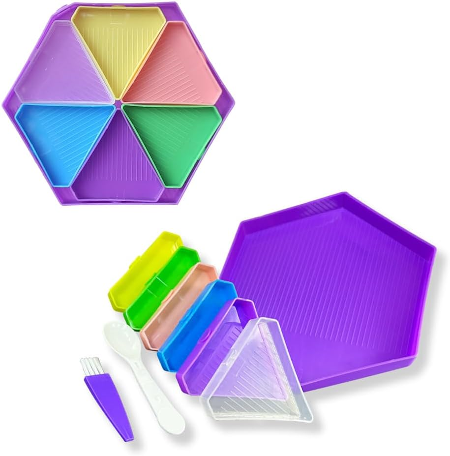 6PCS Plastic Diamond Painting Trays, Bead Sorting Trays Organizer, Divided Colorful Trays Triangles Diamond Art Tray, Diamond Art Tools and Accessories for Diamond Art Craft image number 2