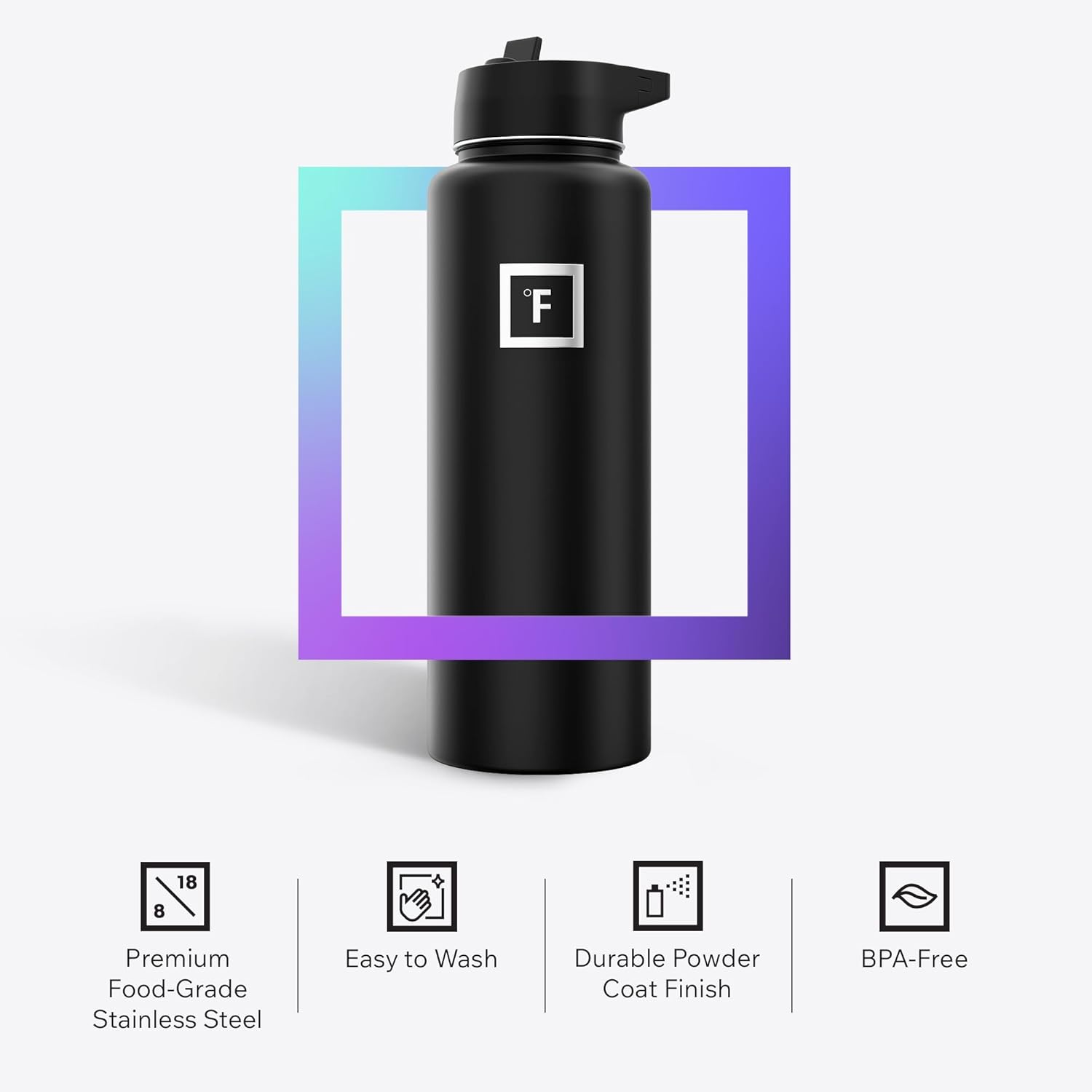 IRON &deg;FLASK Sports Water Bottle - 40Oz, 3 Lids (Straw Lid), Leak Proof - Stainless Steel Gym & Sport Bottles for Men, Women & Kids - Double Walled, Insulated Thermos, Metal Canteen image number 5