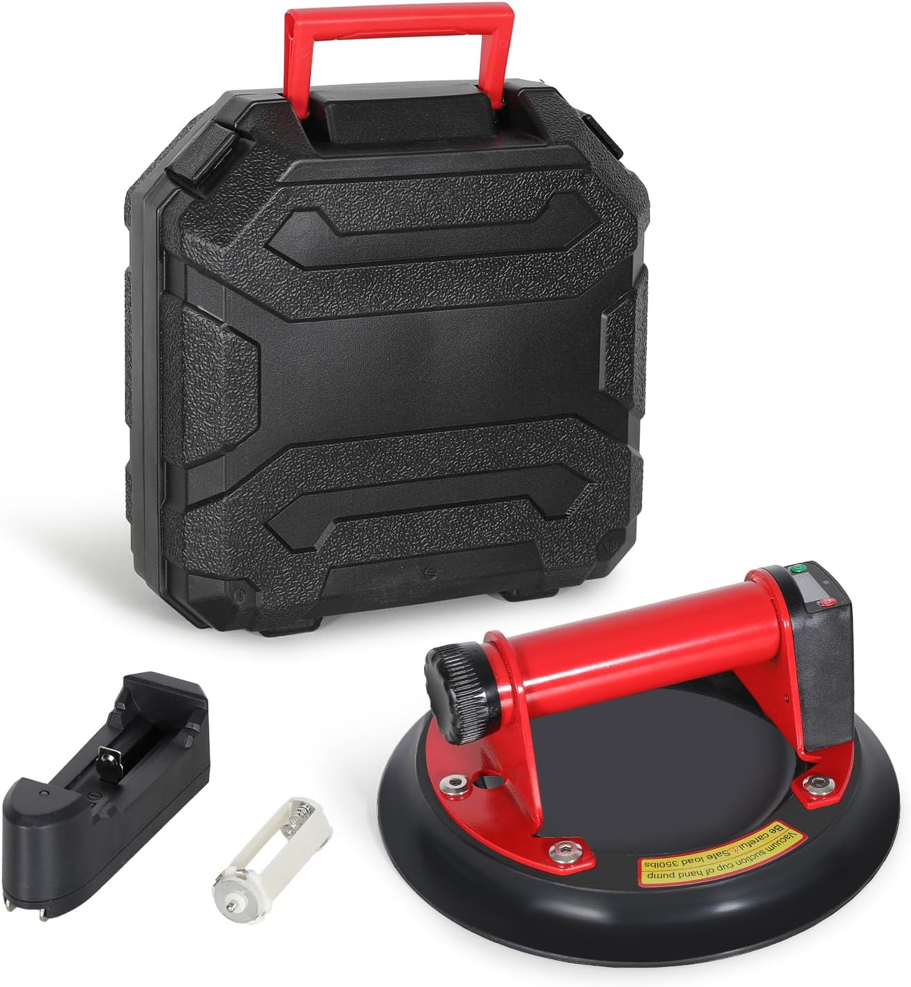 Electric Glass Suction Cup Lifter with Digital Display, 8IN Metal Handle Tile Suction Cup with Automatic Air Pumping Function, Suction Cup Handle for Glass/Granite/Tile/Metal Plate/Windshield, 1 Pack image number 2