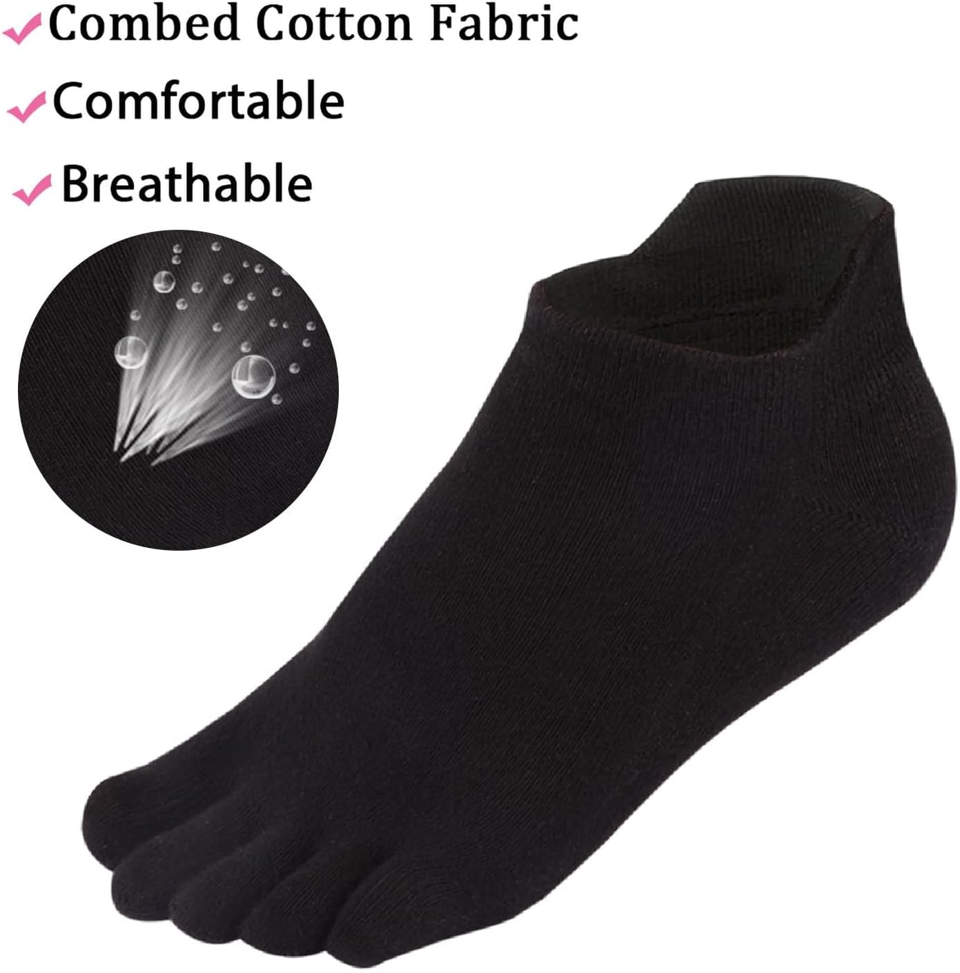 TCOTBE Toe Socks No Show Running Five Finger Crew Socks for Men 4 Pack - Multicoloured image number 2