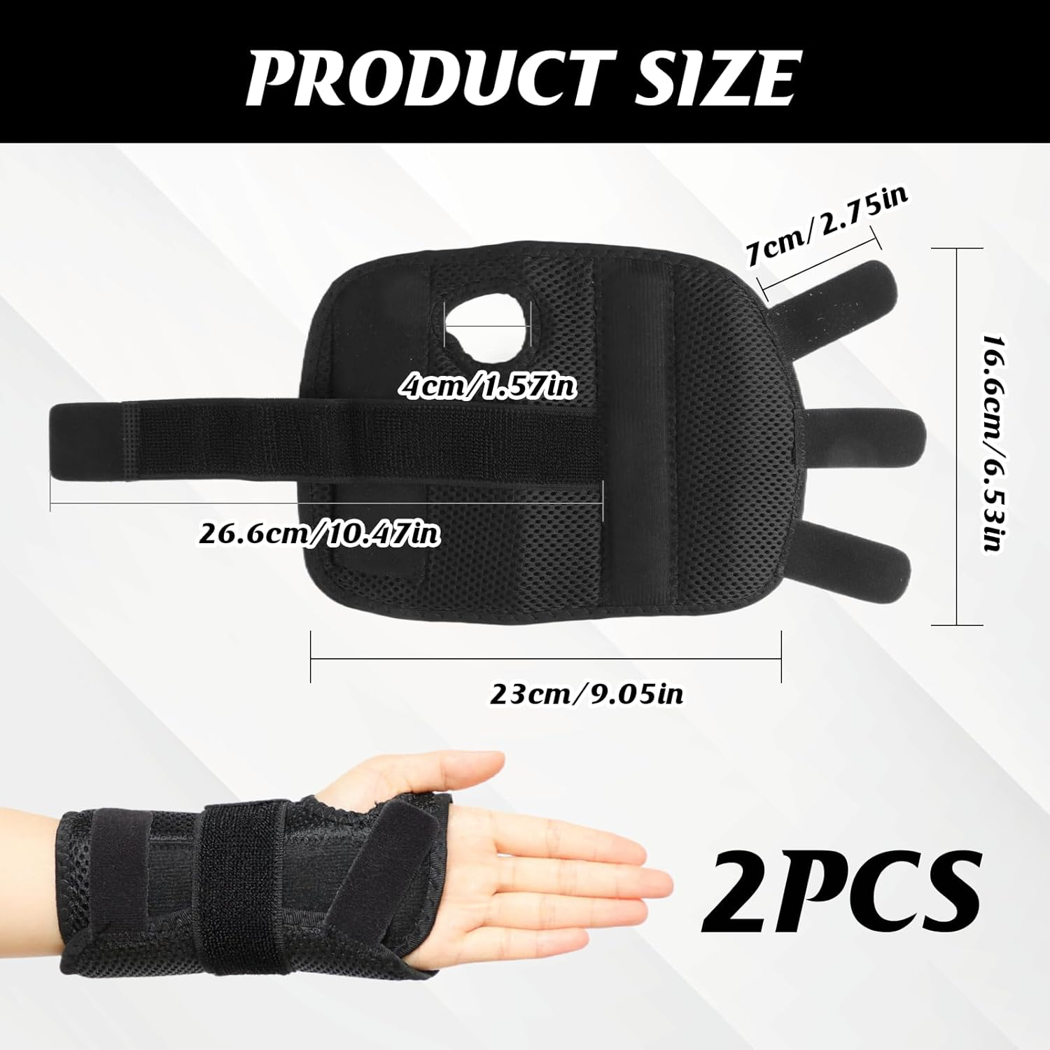 2 Pcs Carpal Tunnel Wrist Brace, Wrist Splint, Wrist Support Suitable for Both Hands (Steel), TFCC Relief, Breathable & Comfortable for Sleeping Work Sport Snowboarding Gym image number 6