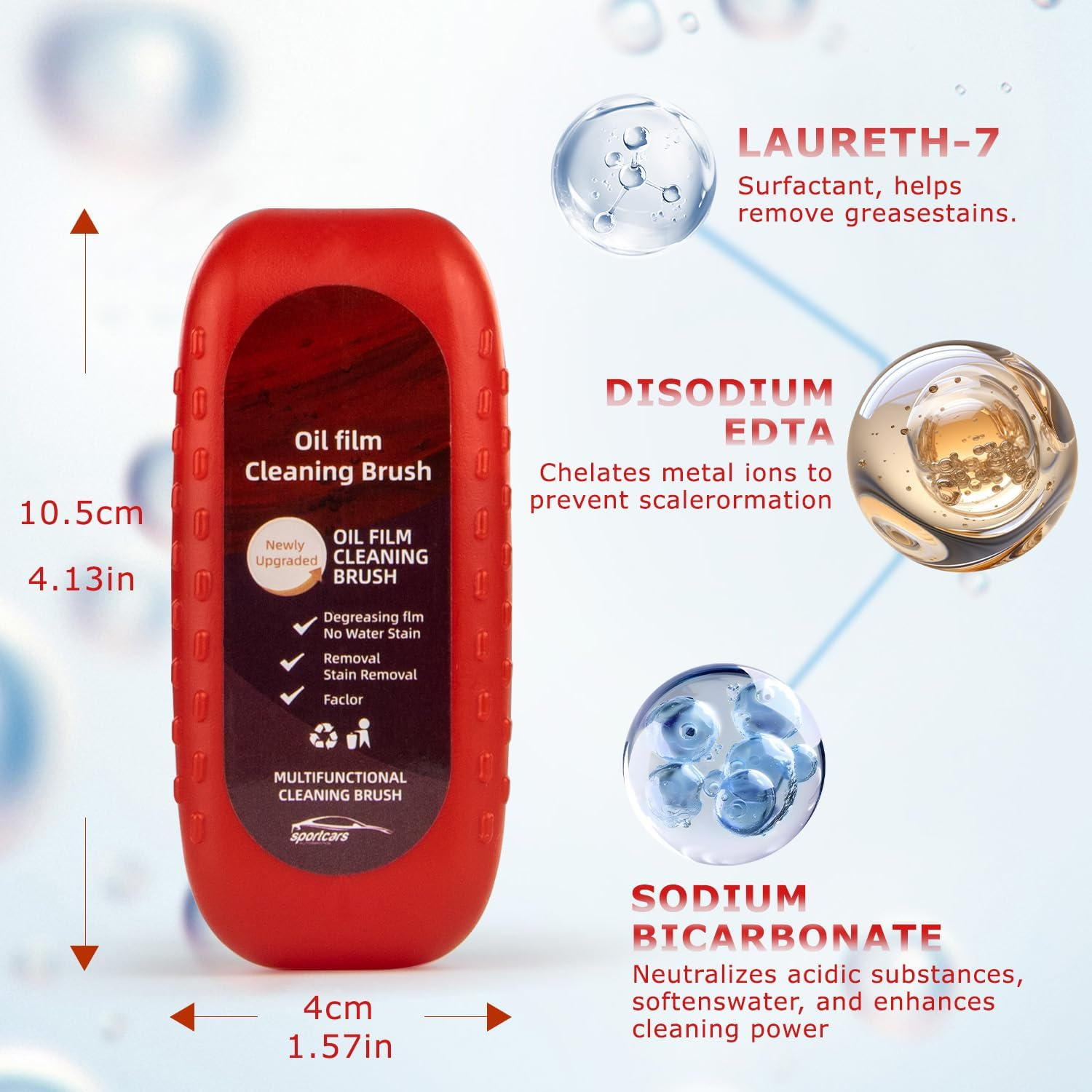 Automotive Oil Film Cleaning Brush, WEKUBA Car Glass Cleaner Brush for Rain and Fog Prevention, 2Pcs Car Window Cleaner Removes Dirt, Enhances Clarity and Visibility, Red image number 4