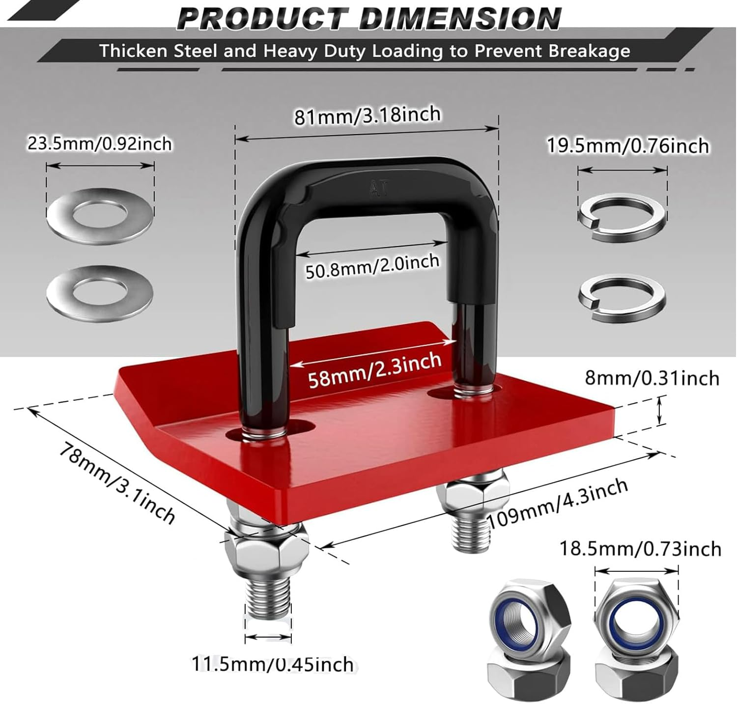 Hitch Tightener anti Rattle Stabilizer - Heavy Duty Hitch Clamp, Rubber Isolator and Anti-Rust Double Coating Protective image number 3
