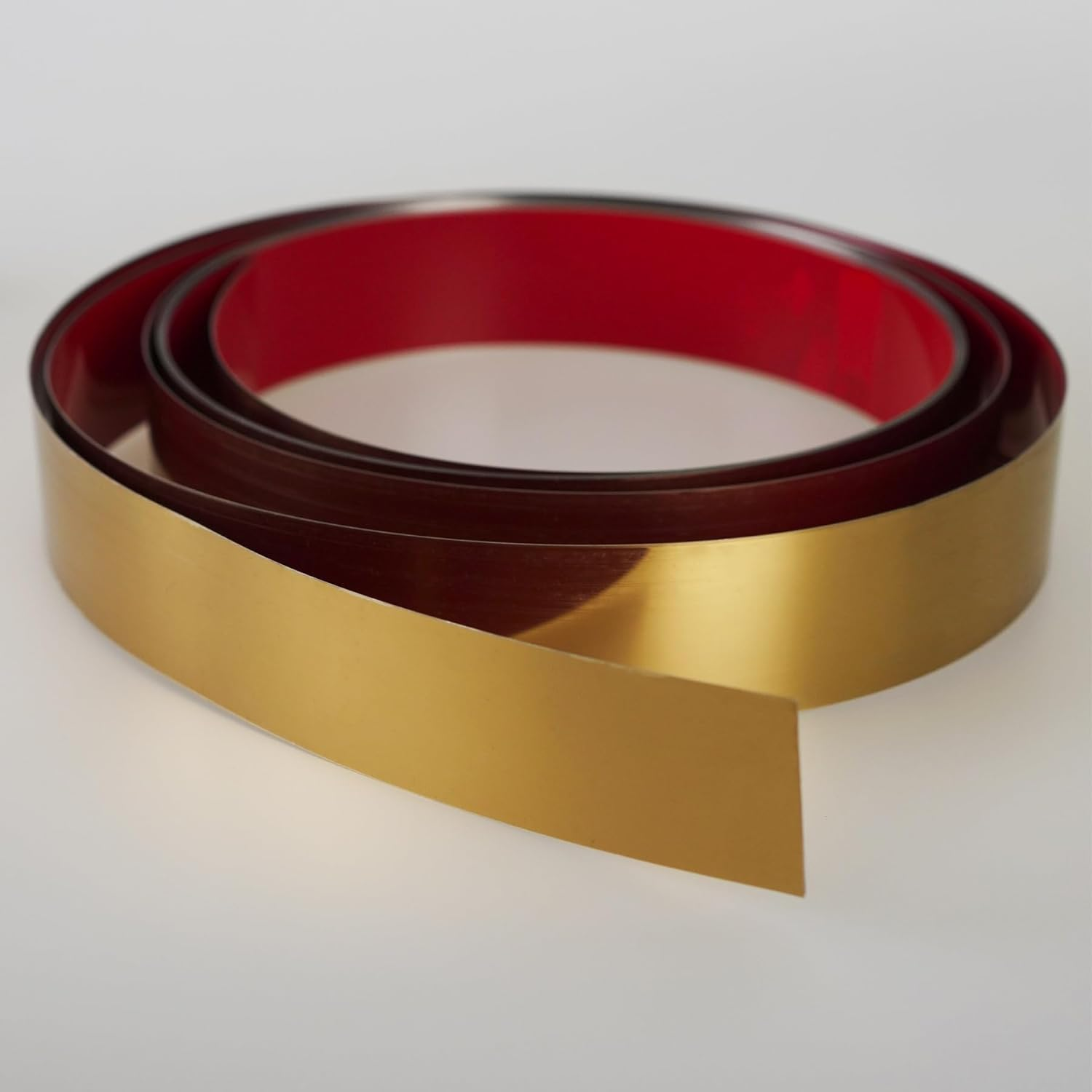 Hungbak Peel and Stick Metal Trim, Flexible Stainless Steel Molding for Wall, Fireplace, Mirror Frame, Craft and Home Decoration (Shiny Gold, 12M X 5Cm)