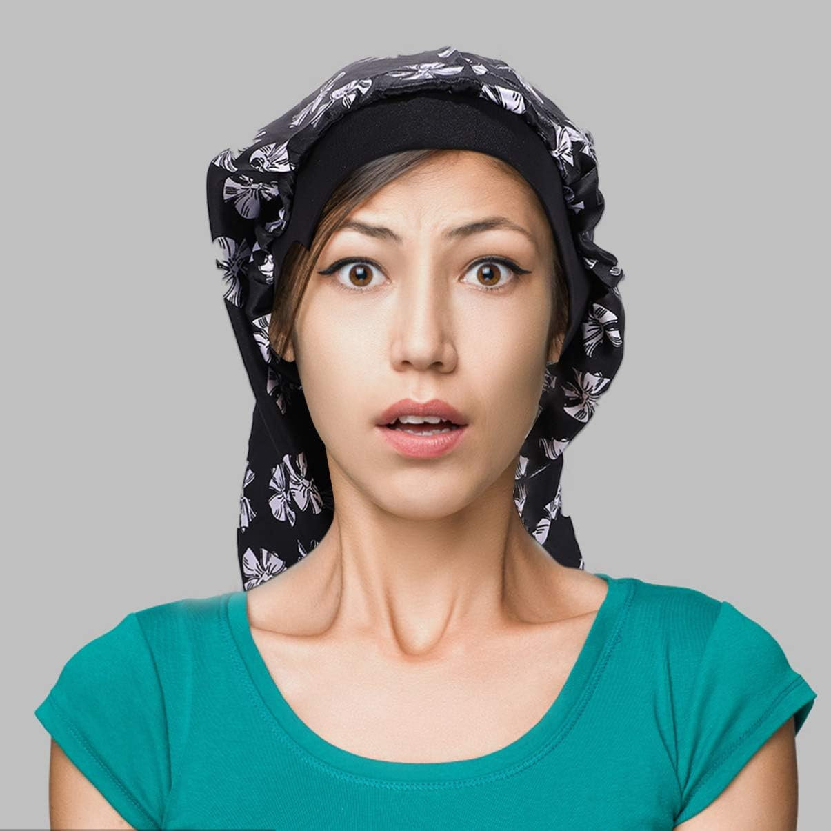 KESYOO 1PC Wide Brim Beanie Sleeping Cap Printed Hair Loss Cap Elastic Practical Cap Elasticity Chemotherapy Cap Black image number 5