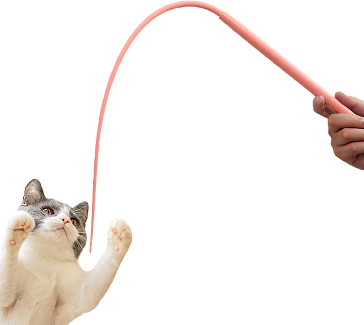 Cat Teaser, Bite-Proof Silicone Cat Wire Toy, 30 Inch Teaser Tail Shape Jumping Cage Indoor Playing Hunting Simulation Home Pet Mental Enrichment Exploring for Feline Fun