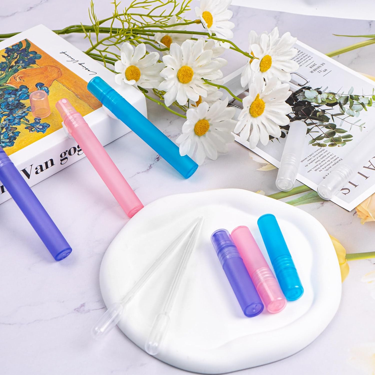 20 Pcs Refillable Perfume Bottles, 10Ml/5Ml Plastic Frosted Spray Bottle with 20 Pcs Droppers, Fine Mist Travel Spray Bottles for Essential Oils, Travel, Perfume (Colorful) image number 5