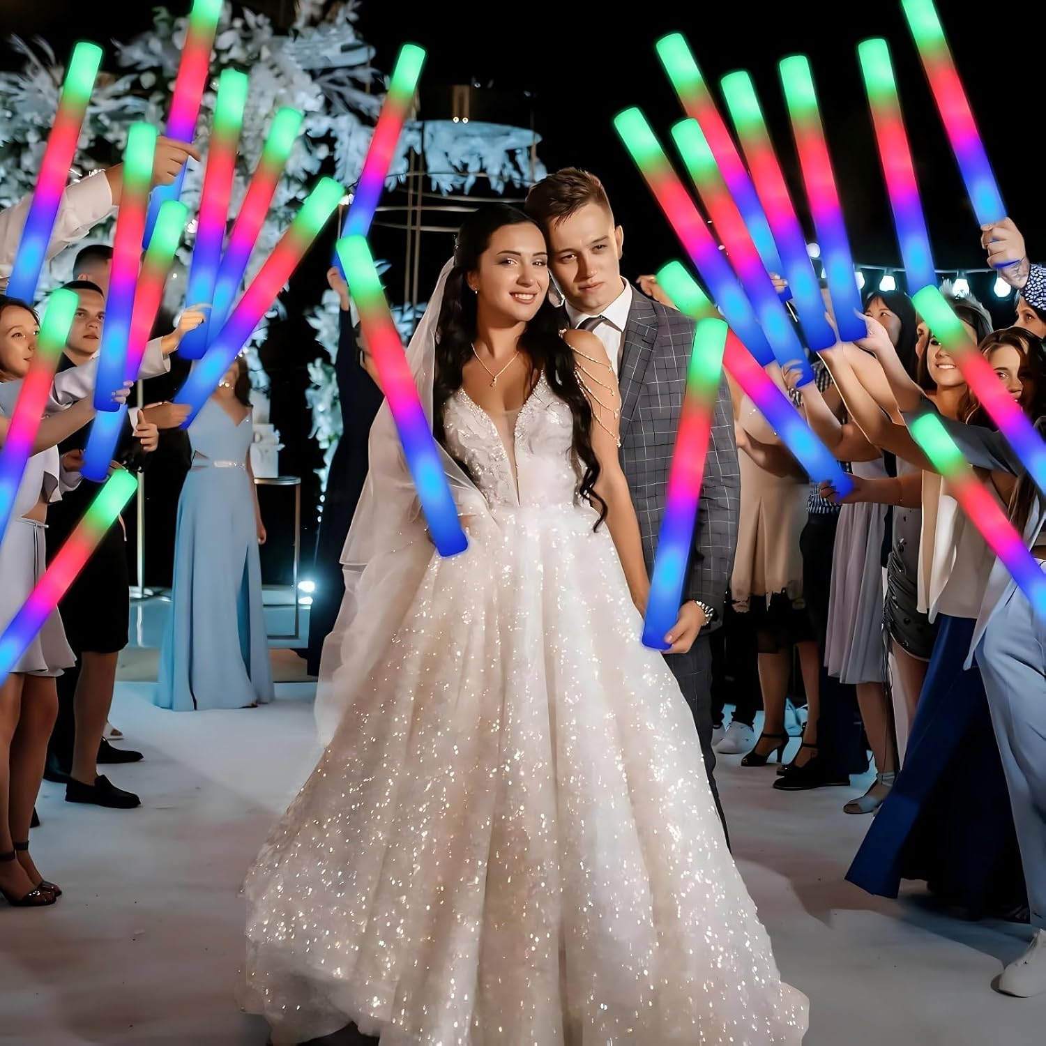 Giant 48CM Foam Glow Sticks Bulk, 10 PCS LED Light Sticks Glow in the Dark Party Supplies with 3 Modes Colorful Flashing Light up Toys for New Year Birthday Party Wedding Concert Halloween Christmas image number 2