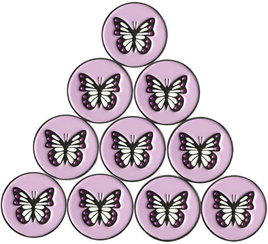 Lot of 10 Golf Ball Markers Assorted Patterns - Soft Enamel Technique